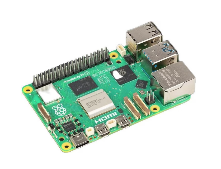 Carte Raspberry Pi 5, vue de trois quarts